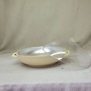 Thermo Temp Raffiaware Covered Hostess Serving Bowl With Aluminum Liner Vintage